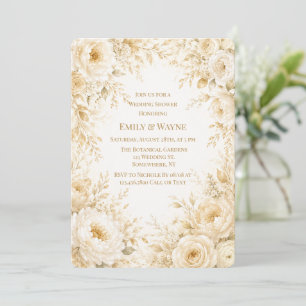 Invitation Ivory Champagne Pearl Blanc Floral Mariage Douche