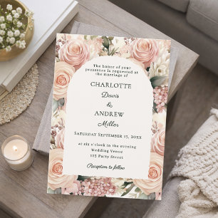Invitation Ivory dusty rose mauve florales arche de mariage
