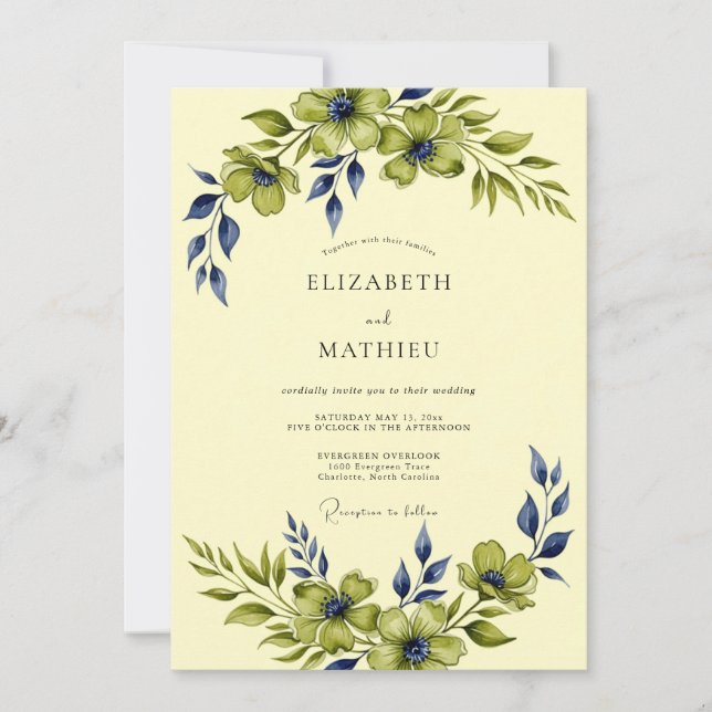 Invitation Ivory Enchanting Botanical Wedding (Devant)
