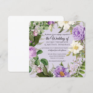Invitation Ivory et Lavender Roses Vintage Botanique Floral