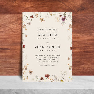 Invitation Ivory Fleur sauvage Garden Automne QR Code RSVP Ma