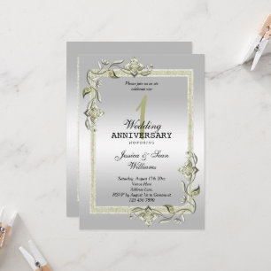 Invitation Ivory Gem, Parties scintillant & Silver 1er Mariag