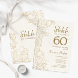 Invitation Ivory Gold Botanical Surprise 60e anniversaire<br><div class="desc">Ivory Cream & Gold Botanical Surprise 60e Anniversaire Invitation. Le minimaliste design féminin moderne présente des accents botaniques et des caractères typographiques. Carte invitation florale simple parfaite pour une célébration anniversaire surprise femme élégante.</div>