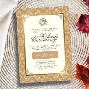 Invitation Ivory & Gold Damask Elegance Mariage musulman Mehn