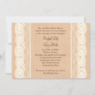 Invitation Ivory Lace and Light Burlap Wedding Invite