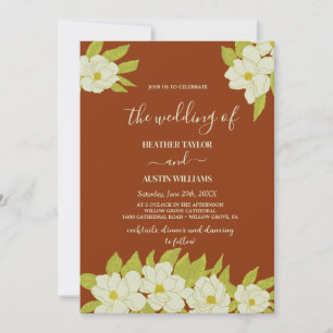 Invitation Ivory Magnolia Fleur Mariage rouille
