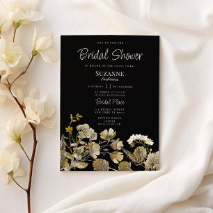 Invitation Ivory marron noir fleur sauvage hiver Shower de ma