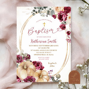 Invitation Ivory Marsala Citrouille Baptême