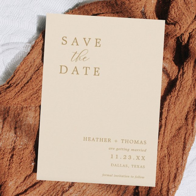 Invitation Ivory Modern Wedding Sauvez Les Dates (Créateur téléchargé)