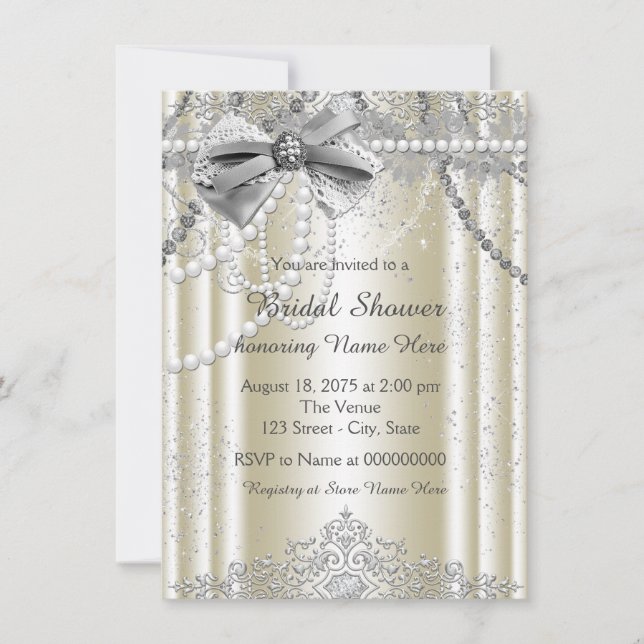 Invitation Ivory Pearl Baby Shower de Mariage (Devant)