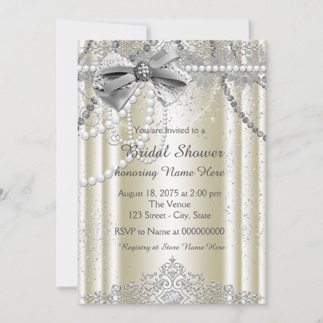 Invitation Ivory Pearl Baby Shower de Mariage (Devant)