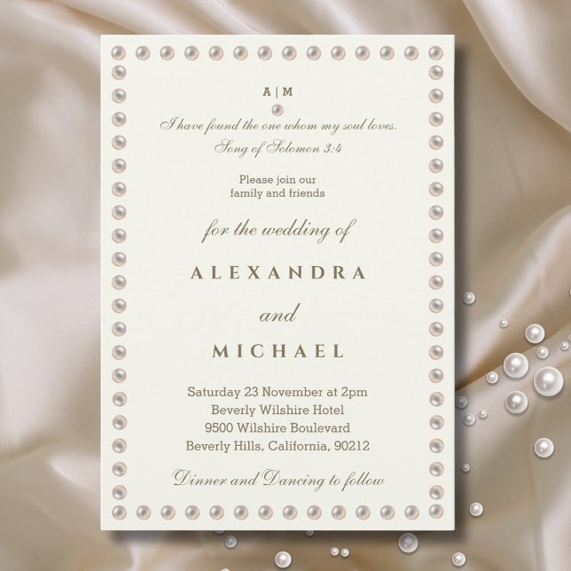 Invitation Ivory Pearl Verset Biblique Mariage Chrétien  (Créateur téléchargé)