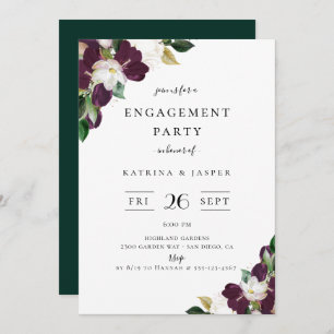 Invitation Ivory Plum Floral