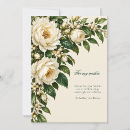 Invitation Ivory Roses & Emerald Mother of the Bride Thanks