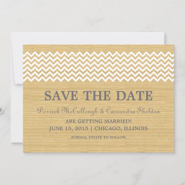 Invitation Ivory Rustic Chevron Enregistrer l'Invitation de d (Devant)