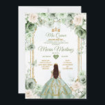 Invitation Ivory & Sage Green Floral Mis Quince Anniversaire<br><div class="desc">Ivory & Sage Green Floral Mis Quince Anniversaire Invitation Mis Quince 15 Anos,  16e Anniversaire Papillon.</div>