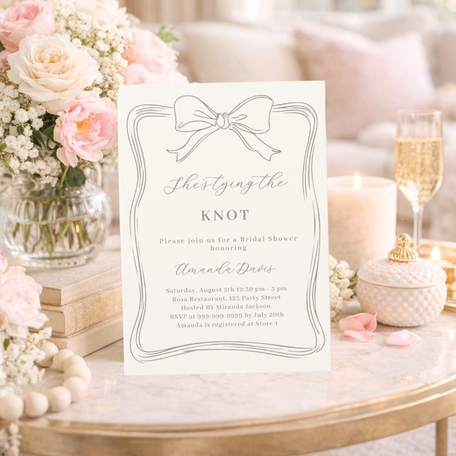 Invitation Ivory She's Tying the Knot Neutral Bridal Shower (Créateur téléchargé)