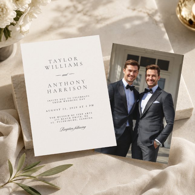 Invitation Ivory Simple Moderne Élégant Photo Mariage (Créateur téléchargé)