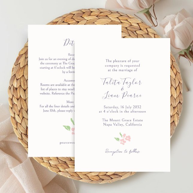 Invitation Ivory | Watercolor Floral Wedding Detail Combo (Créateur téléchargé)