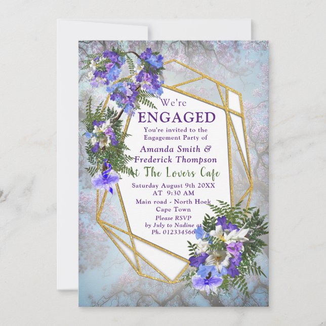 Invitation Jacaranda Blooms & Lily Bouquet Party (Devant)