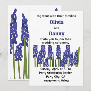 Invitation Jacinthe des vignes fleur bleue pourpre mariage fl