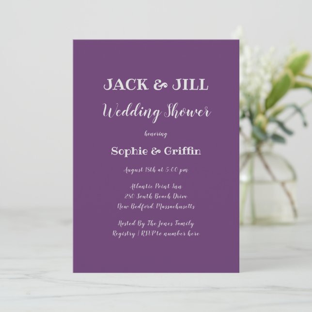 Invitation Jack et Jill Douche violette pour deux invités (Debout devant)