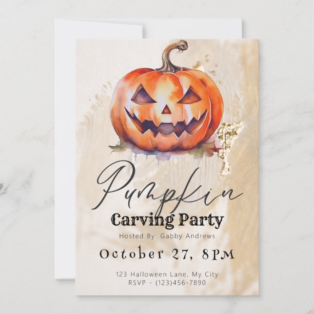 Invitation Jack-O' Lantern Beige Citrouille Carving Party (Devant)