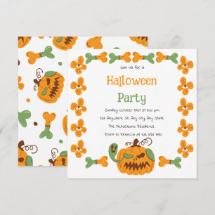 Invitation Jack-o-Lantern & Bones Éffrayant Halloween Party