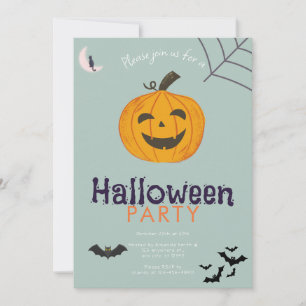 Invitation Jack-O' Lantern Chauve-souris Lune Soirée Hallowee