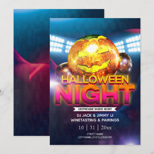 Invitation Jack-O-Lantern Disco Ball Adulte Halloween Party