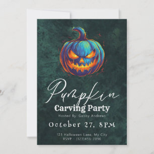 Invitation Jack-O' Lantern Green Citrouille Carving Party