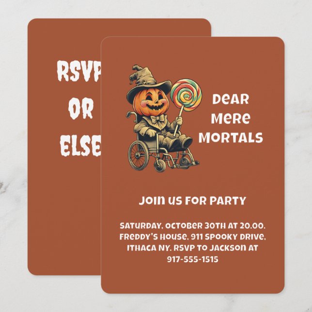 Invitation Jack-o'-lantern Halloween Party accessible (Devant / Derrière)