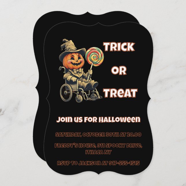 Invitation Jack-o'-lantern Halloween Party accessible (Devant / Derrière)