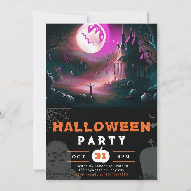 Invitation Jack-O-Lanterne Effrayant Pleine Lune Halloween (Devant)