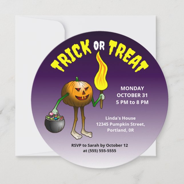 Invitation Jack O'lantern dehors pour tromper ou traiter (Devant)