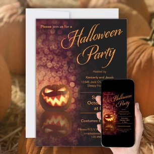 Invitation Jack O'Lantern Hallowen Party Noir + Orange
