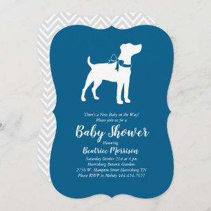 Invitation Jack Russell Terrier Chien Baby shower Blue Boy
