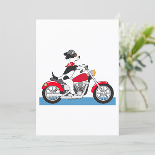 Invitation Jack Russell Terrier motard sur moto rouge
