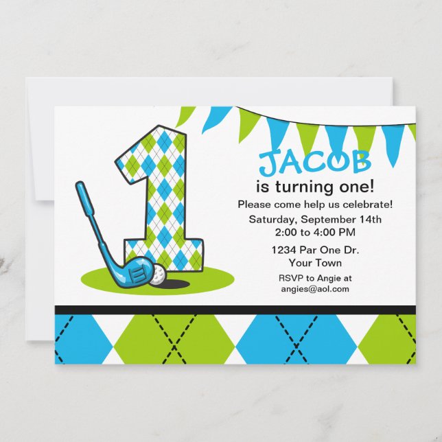 Invitation Jacquard Golf 1er Anniversaire (Devant)