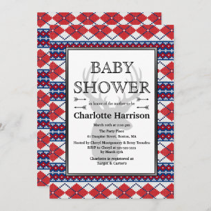 Invitation Jacquard nordique Sweater Motif Baby shower d'hive
