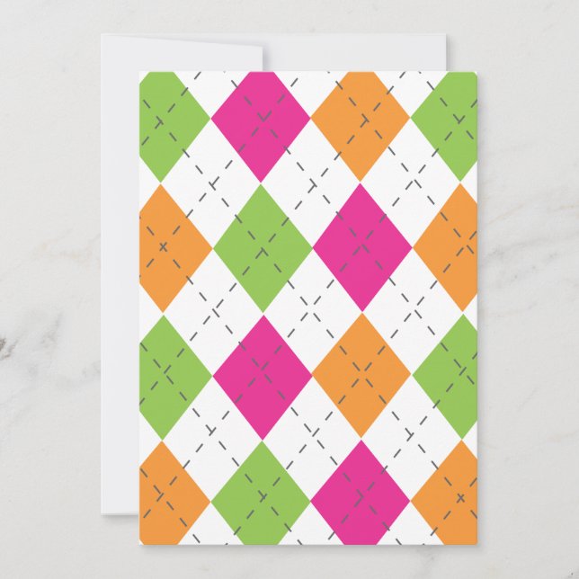 Invitation Jacquard rose, orange et citron vert (Devant)