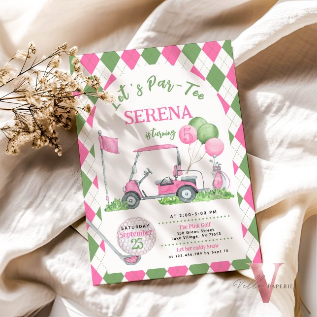 Invitation Jacquard Rose Vert Golf Anniversaire Par Tee Invit (Créateur téléchargé)