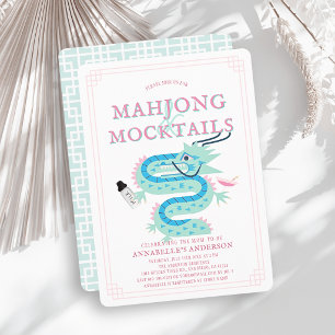 Invitation Jade Dragon Rose Chinoiserie Baby Shower Mahjong