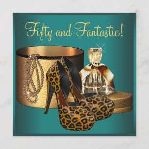 Invitation Jade Leopard Gold Womans 50e anniversaire
