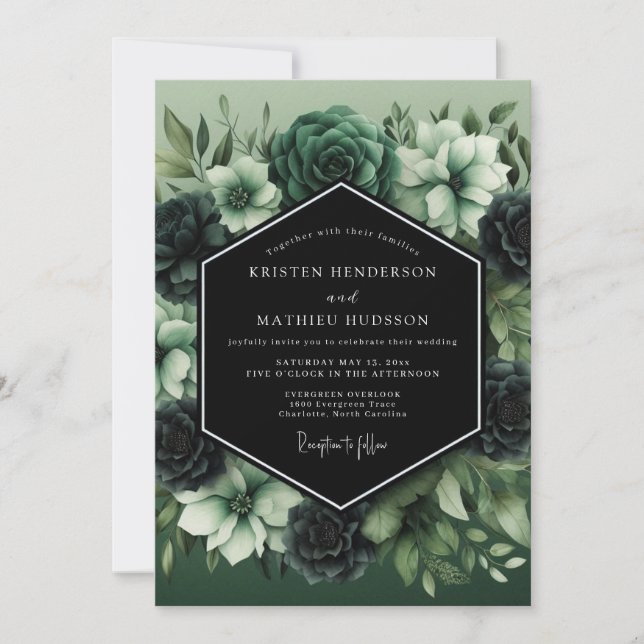Invitation Jade Nocturnal Botanical Wedding (Devant)