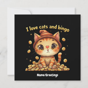 Invitation J'adore les chats et le bingo, combo parfait de l'