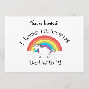 Invitation J'adore les licornes. Faites avec !