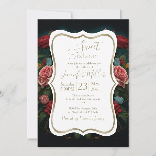 Invitation Jaguar avec Couronne en peinture de fleurs (Devant)