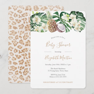 Invitation Jaguar Imprimer Baby shower de feuillage tropical