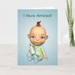 Invitation J'Ai Arrivé Baby Boy Card
